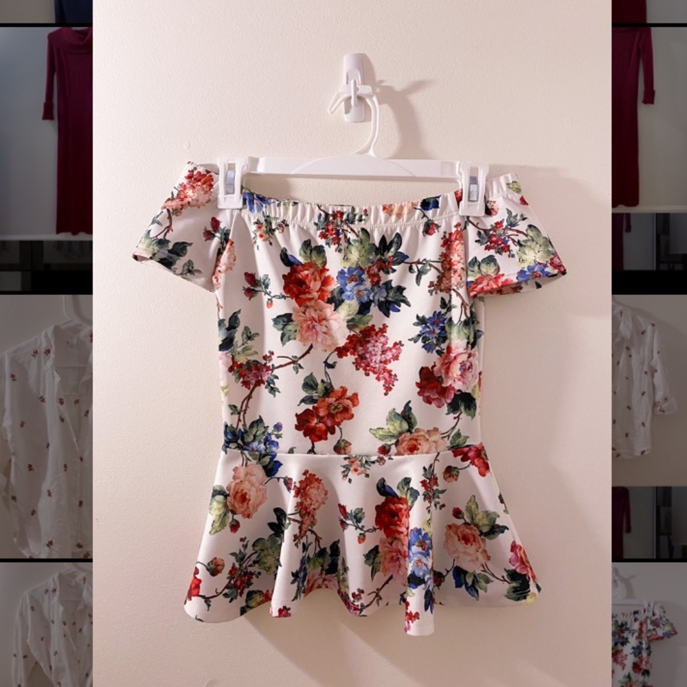 Off-Soulder Floral Peplum Top